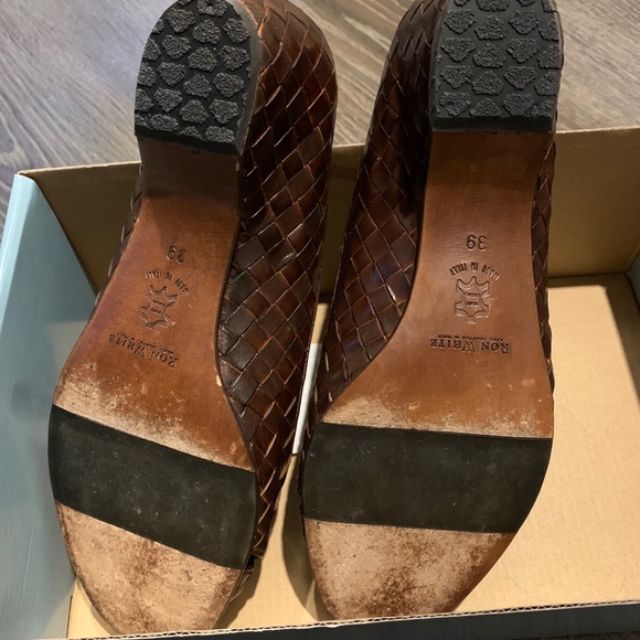 Ron White woven brown leather low wedge shoes sz39 - Picture 4 of 5